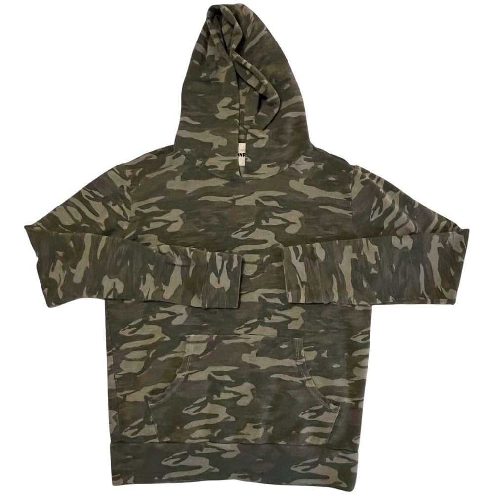 Monrow Pullover Hooded Sweatshirt Top Green Camo XS Lounge soft cozy athleisure - Picture 2 of 11